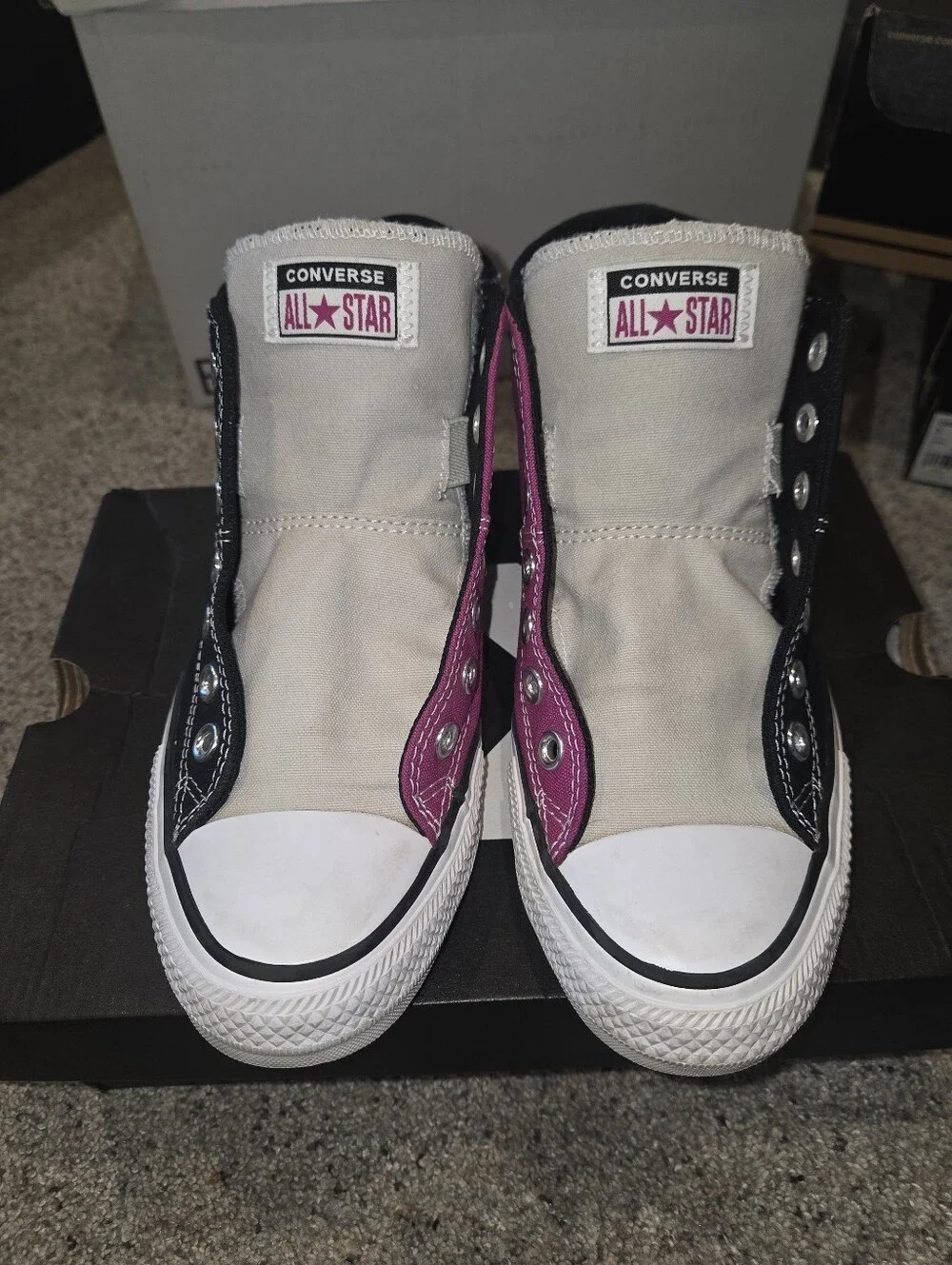 Converse Two-Tone Padded High Top Sneakers Pink & Black Womans Size 9